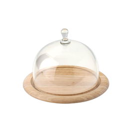Continenta Quesera de Madera y Cristal, Diámetro 20 cm